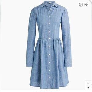 J. Crew Chambray Button Down Collared Long Sleeve Shirt Dress Size 6 100% cotton